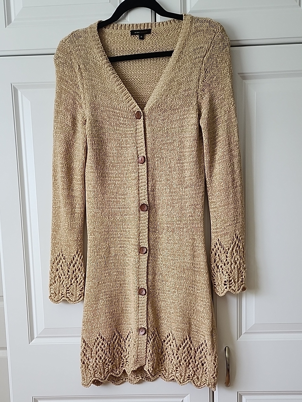 BCBGMaxAzria Cream Open-Knit Sweater Top
